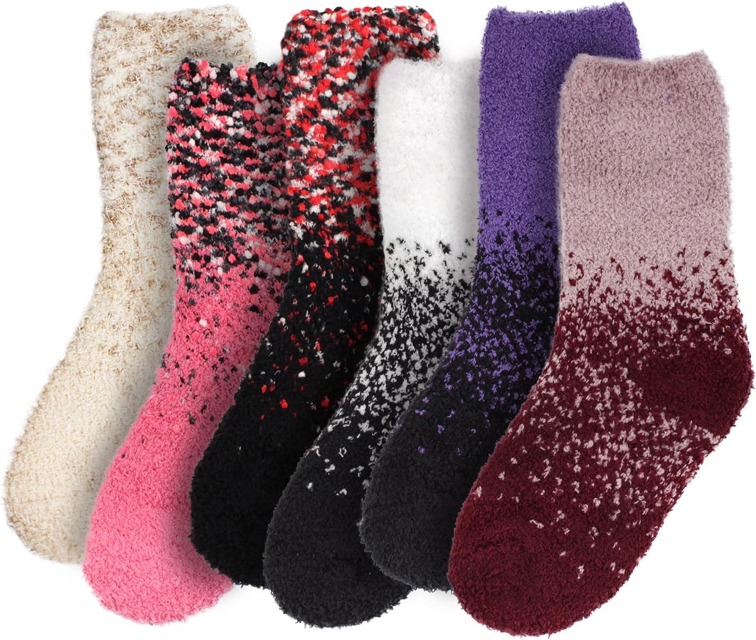 image:imageBambooMN Colorful Fuzzy Socks  Assorted Super Soft Warm Microfiber Comfy Home Socks  Value PackAssortment D