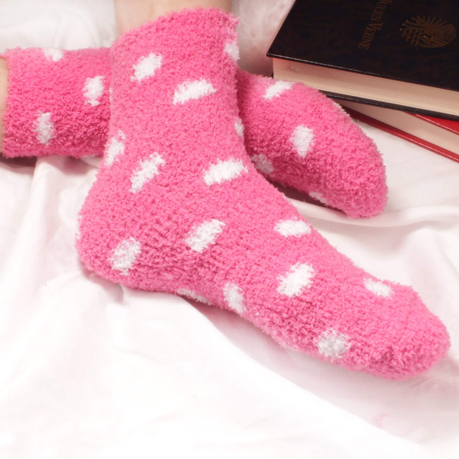 image:imageBambooMN Colorful Fuzzy Socks  Assorted Super Soft Warm Microfiber Comfy Home Socks  Value PackAssortment D3
