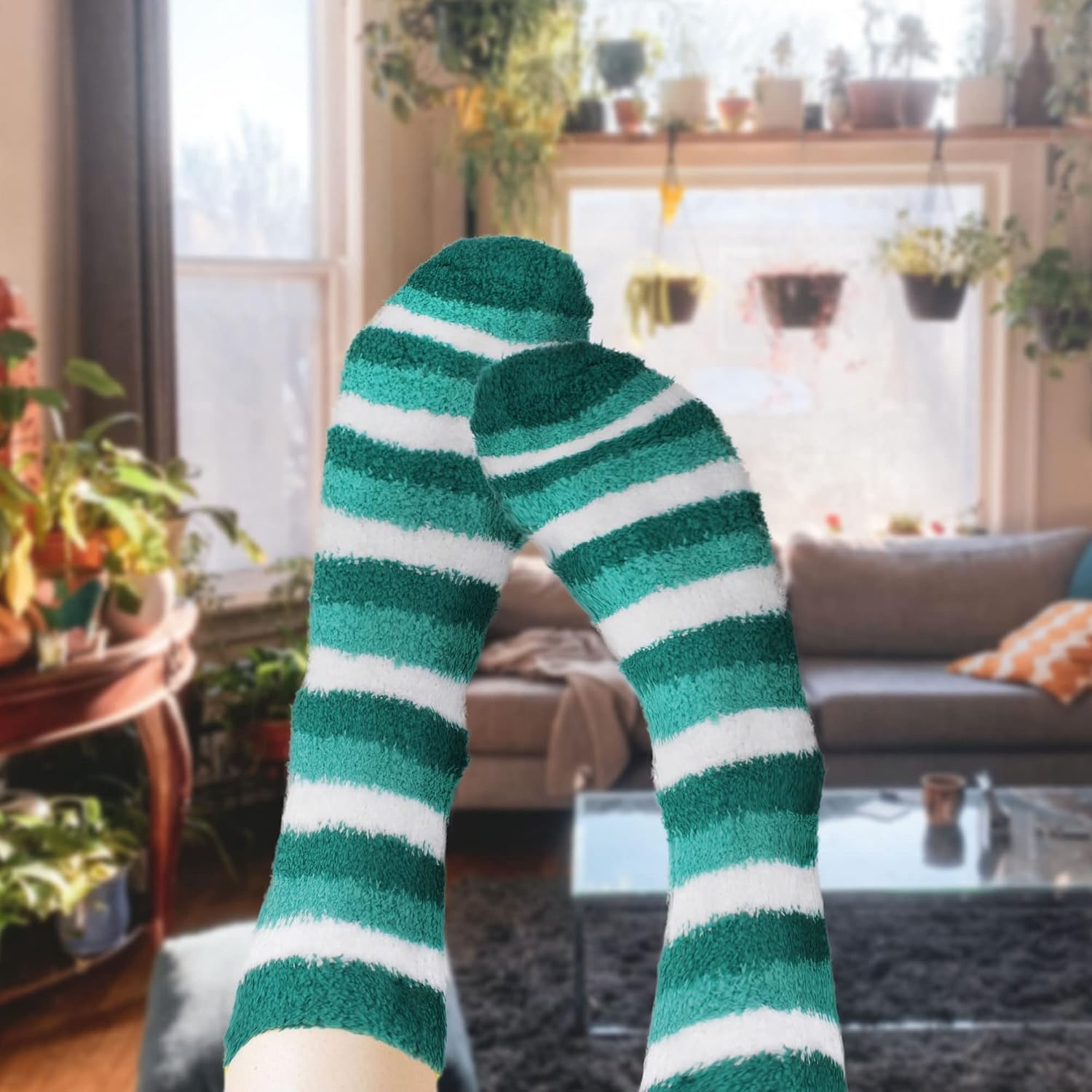 image:imageBambooMN Colorful Fuzzy Socks  Assorted Super Soft Warm Microfiber Comfy Home Socks  Value PackAssortment S1