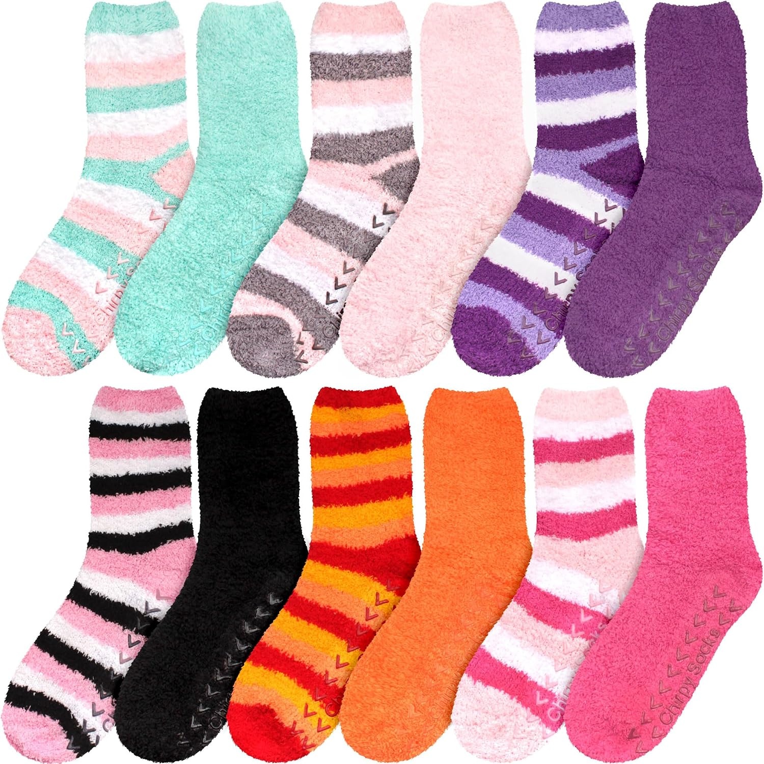 image:imageBambooMN Colorful Fuzzy Socks  Assorted Super Soft Warm Microfiber Comfy Home Socks  Value PackAssortment S12a