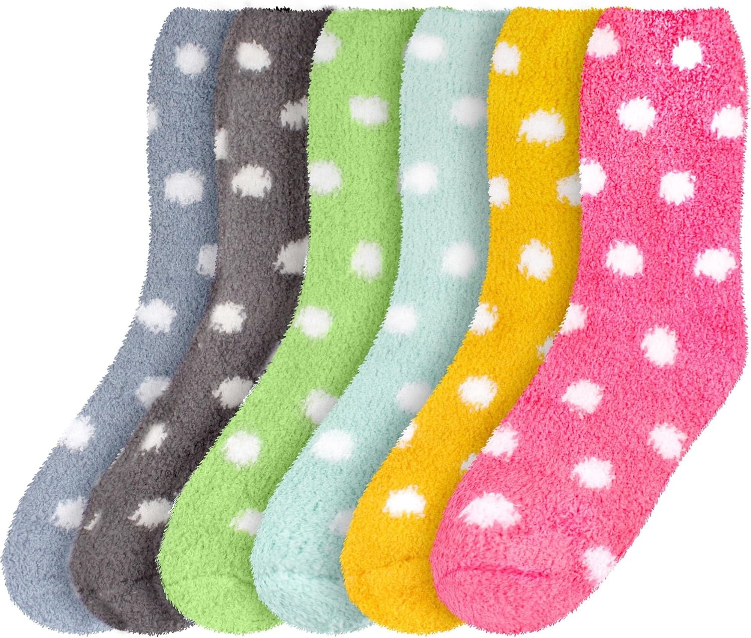 image:imageBambooMN Colorful Fuzzy Socks  Assorted Super Soft Warm Microfiber Comfy Home Socks  Value PackPolka Dot Assortment F