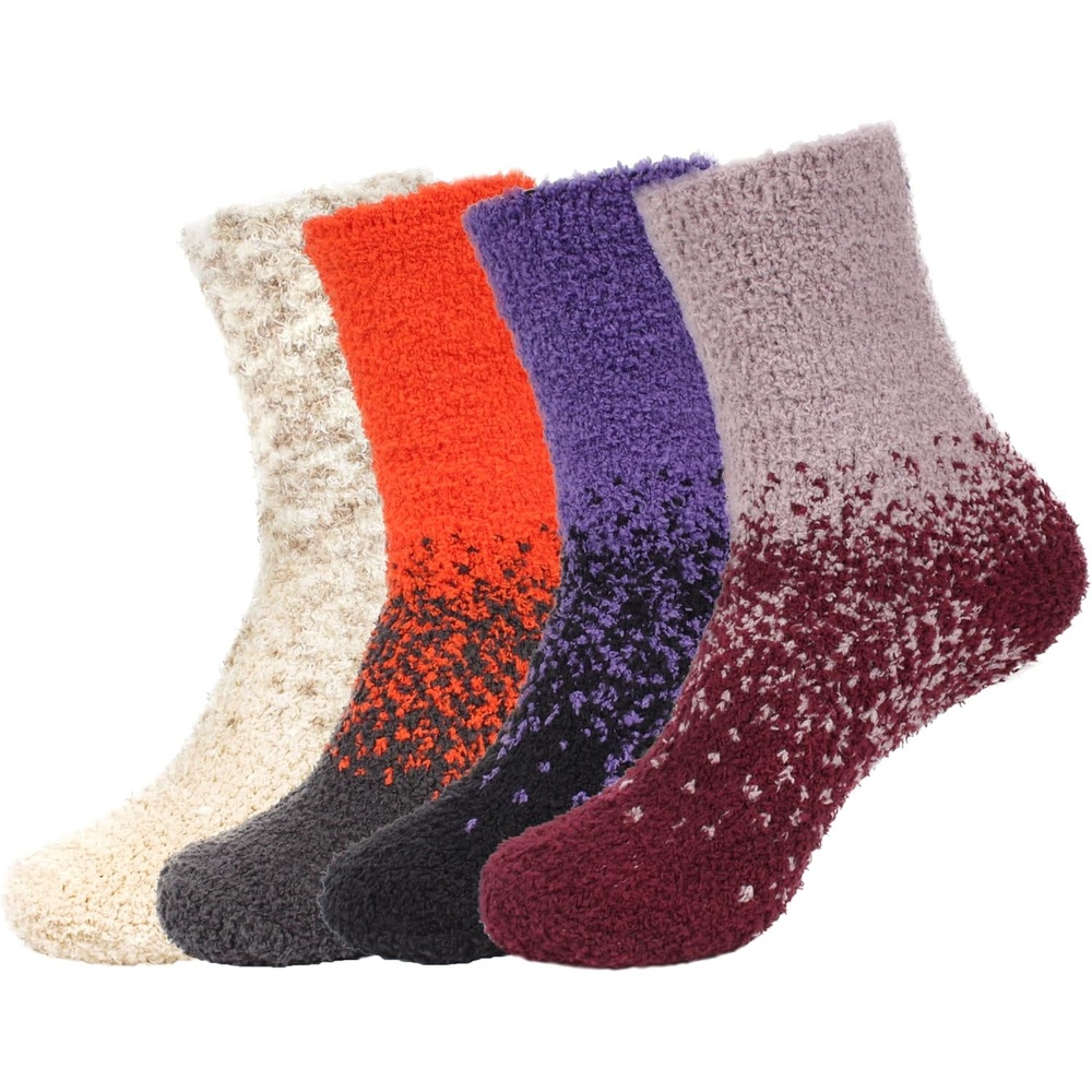 image:imageBambooMN Colorful Fuzzy Socks  Assorted Super Soft Warm Microfiber Comfy Home Socks  Value PackAssortment 4c