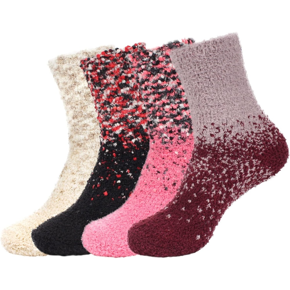 image:imageBambooMN Colorful Fuzzy Socks  Assorted Super Soft Warm Microfiber Comfy Home Socks  Value PackAssortment 4d