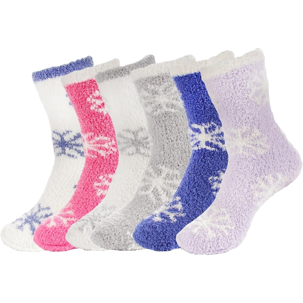 image:imageBambooMN Colorful Fuzzy Socks  Assorted Super Soft Warm Microfiber Comfy Home Socks  Value PackAssortment 6a