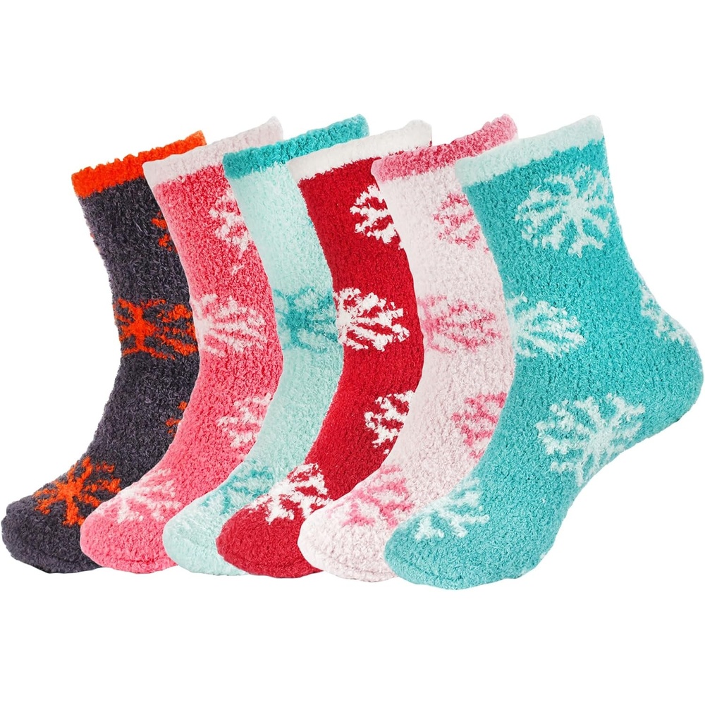 image:imageBambooMN Colorful Fuzzy Socks  Assorted Super Soft Warm Microfiber Comfy Home Socks  Value PackAssortment 6b