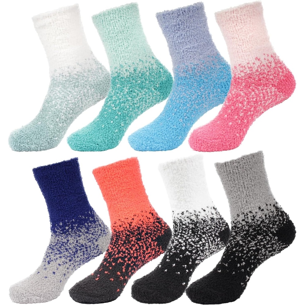 image:imageBambooMN Colorful Fuzzy Socks  Assorted Super Soft Warm Microfiber Comfy Home Socks  Value PackAssortment 8a