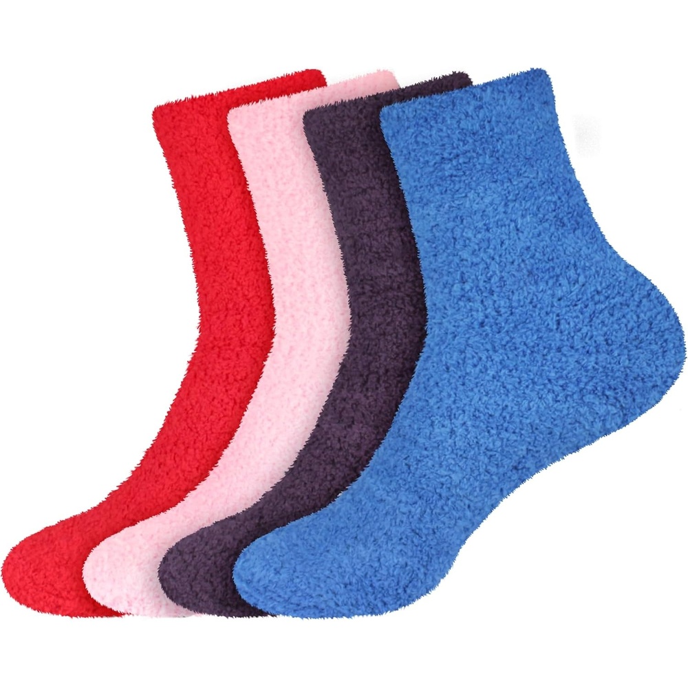 image:imageBambooMN Colorful Fuzzy Socks  Assorted Super Soft Warm Microfiber Comfy Home Socks  Value PackAssortment 96