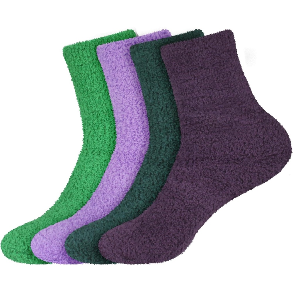 image:imageBambooMN Colorful Fuzzy Socks  Assorted Super Soft Warm Microfiber Comfy Home Socks  Value PackAssortment 97