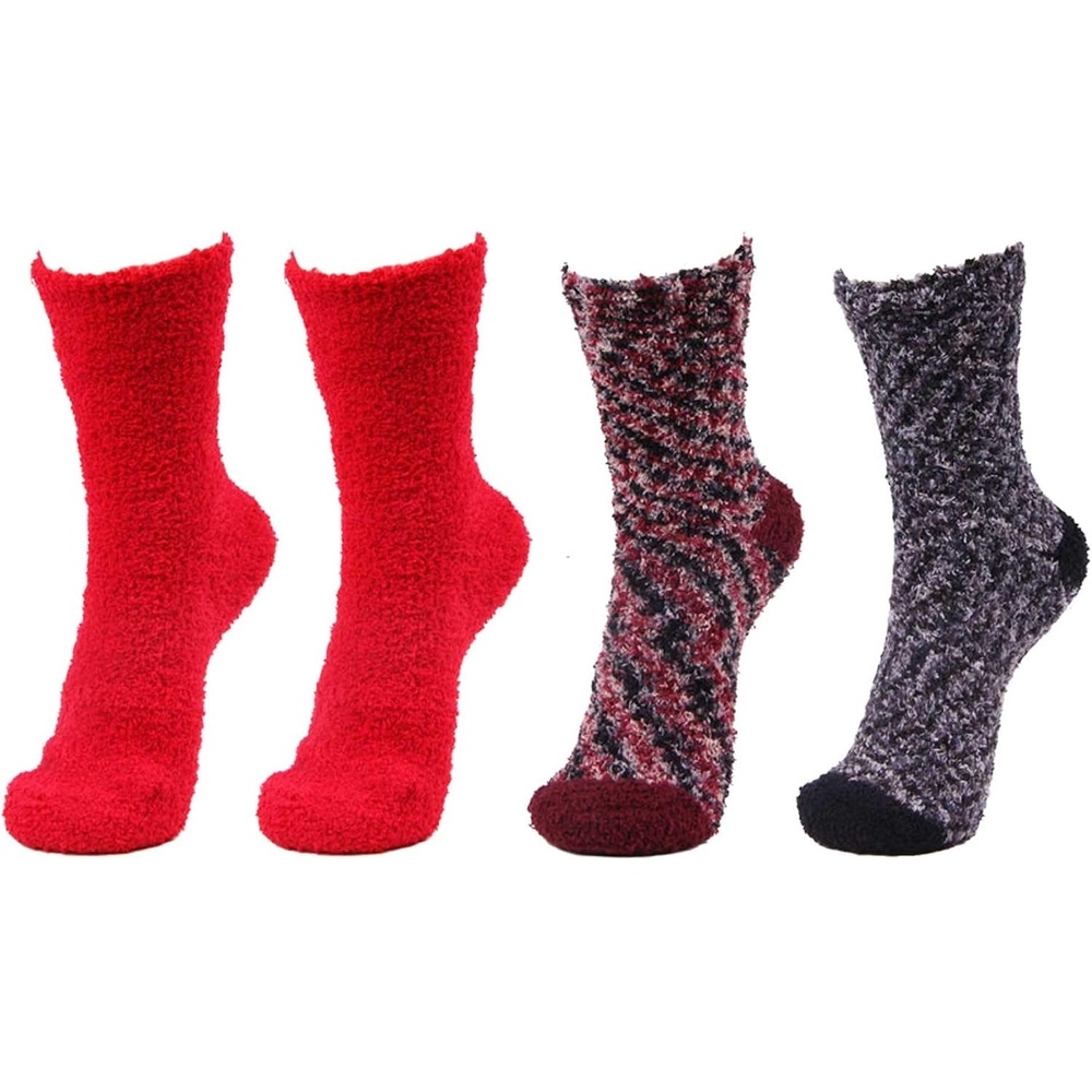image:imageBambooMN Colorful Fuzzy Socks  Assorted Super Soft Warm Microfiber Comfy Home Socks  Value PackAssortment A1 4 Pairs