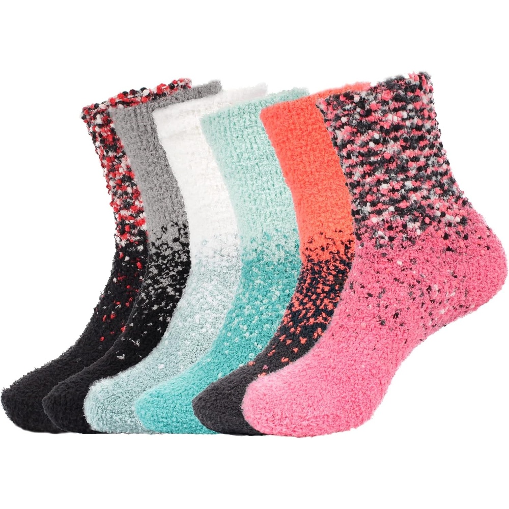image:imageBambooMN Colorful Fuzzy Socks  Assorted Super Soft Warm Microfiber Comfy Home Socks  Value PackAssortment B