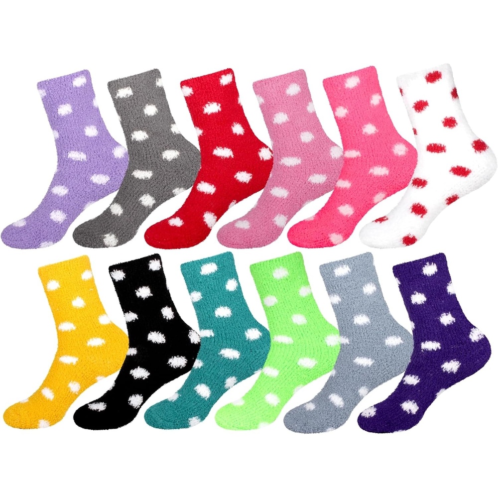 image:imageBambooMN Colorful Fuzzy Socks  Assorted Super Soft Warm Microfiber Comfy Home Socks  Value PackAssortment D3