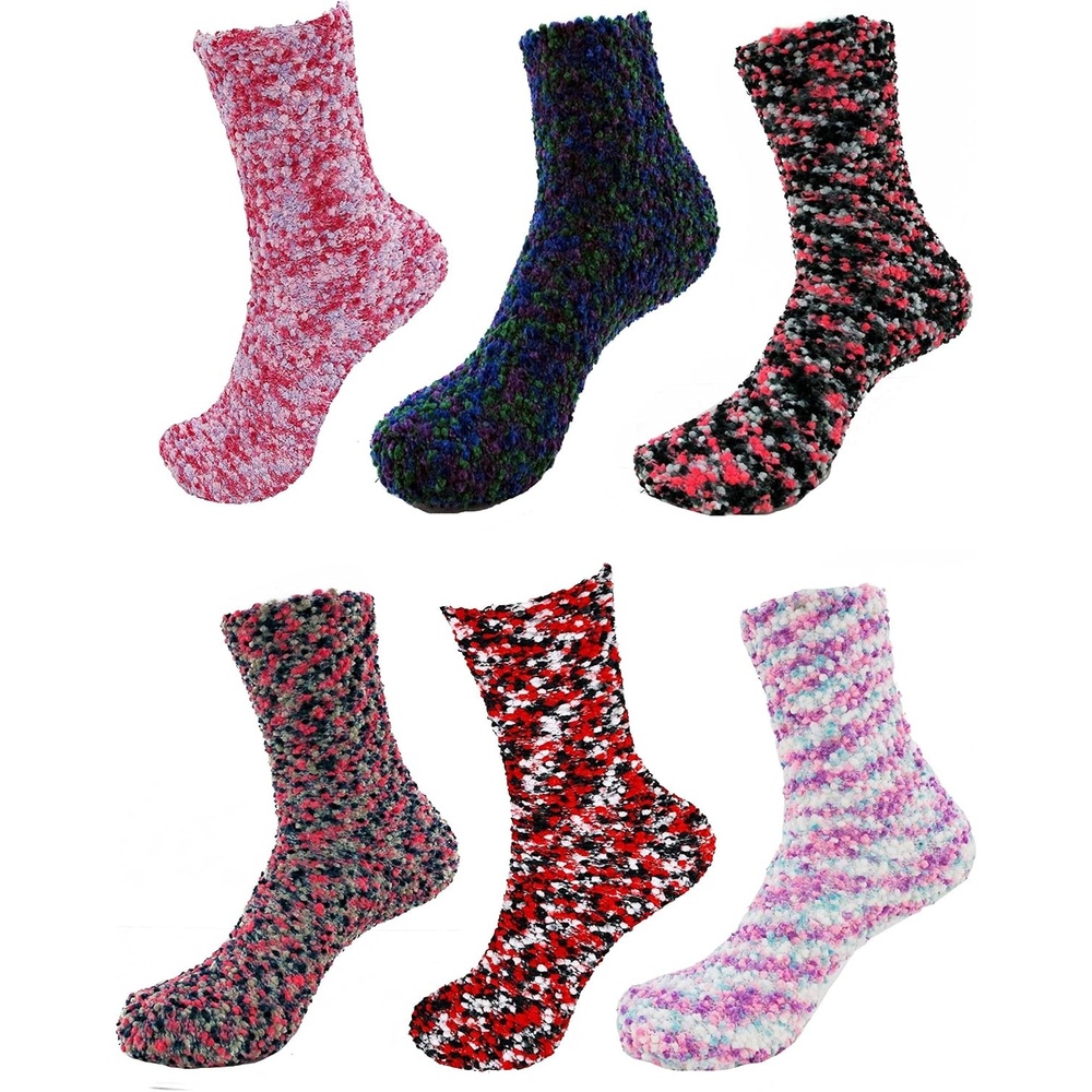 image:imageBambooMN Colorful Fuzzy Socks  Assorted Super Soft Warm Microfiber Comfy Home Socks  Value PackAssortment Kd