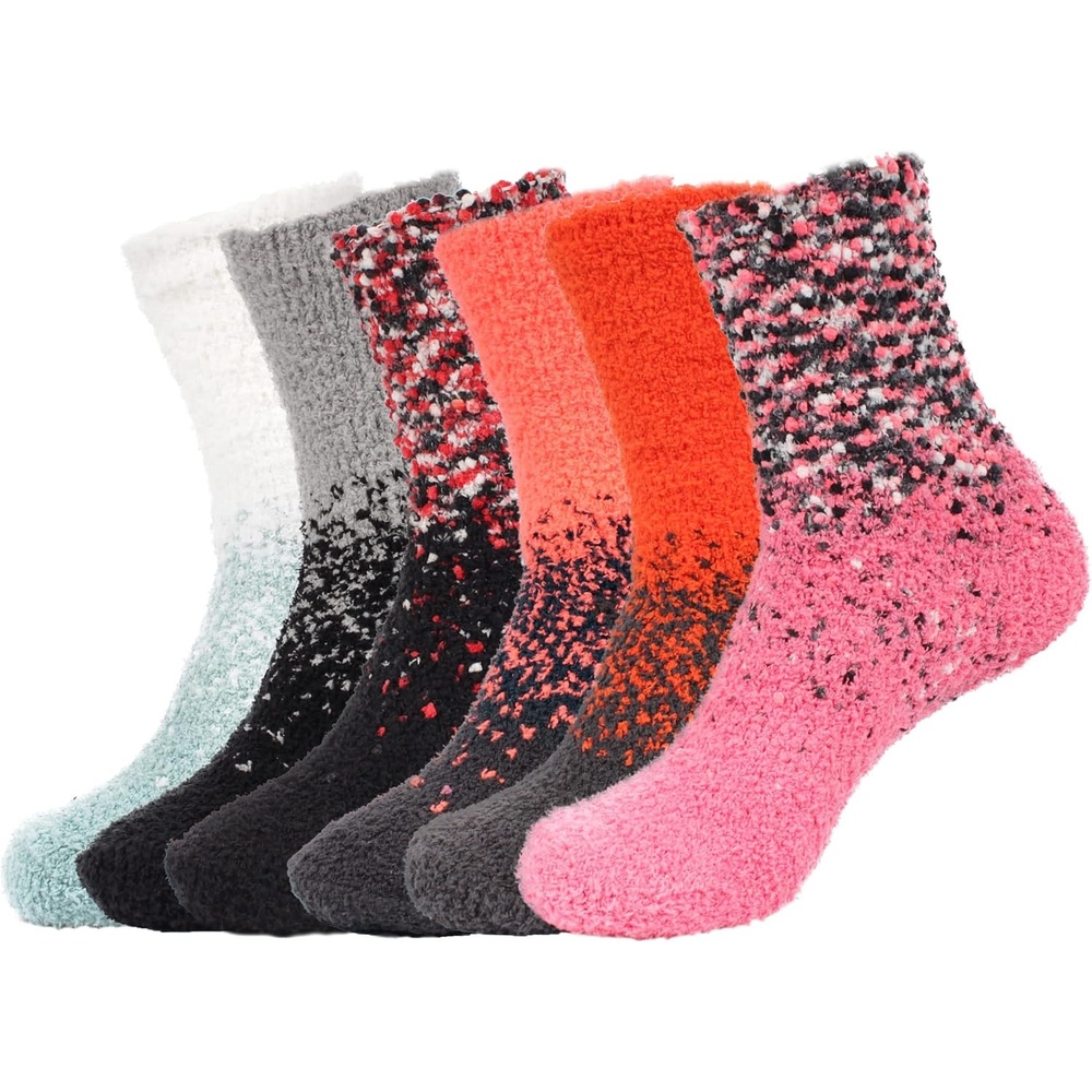 image:imageBambooMN Colorful Fuzzy Socks  Assorted Super Soft Warm Microfiber Comfy Home Socks  Value PackAssortment a