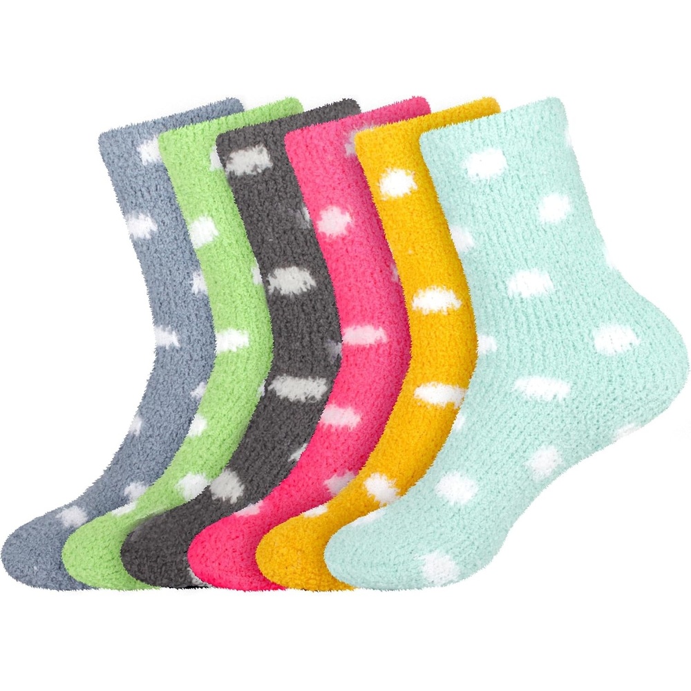 image:imageBambooMN Colorful Fuzzy Socks  Assorted Super Soft Warm Microfiber Comfy Home Socks  Value PackPolka Dot Assortment F