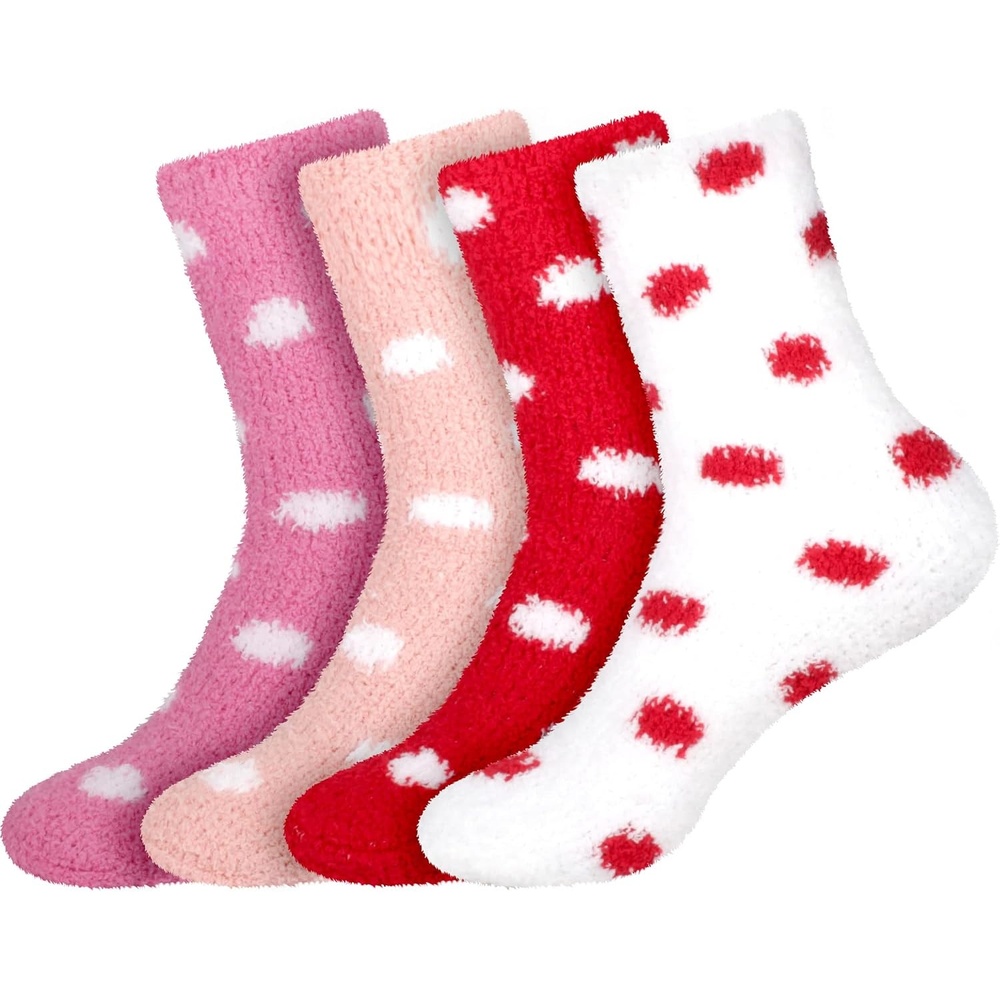 image:imageBambooMN Womens Super Soft Fuzzy Socks Polka Dot Gradient Snowflake Featherlight Cuff  Assorted ColorsAssortment O