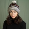 image:imageAdult Womens Super Soft Warm Fuzzy Cozy Winter Socks Beanie Pom Pom Hat and Mittens Set  1 SetBrown Design