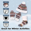 image:imageAdult Womens Super Soft Warm Fuzzy Cozy Winter Socks Beanie Pom Pom Hat and Mittens Set  1 SetRed Plaid