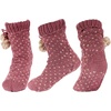 image:imageBambooMN Extra Thick Cozy Fuzzy Animal Thermal Cabin Plush Fleecelined Knitted Crew SocksColor 03 Brown Maroon