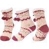 image:imageBambooMN Extra Thick Cozy Fuzzy Animal Thermal Cabin Plush Fleecelined Knitted Crew SocksColor 04 Zigzag Pink