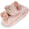 image:imageBambooMN Extra Thick Cozy Fuzzy Animal Thermal Cabin Plush Fleecelined Knitted Crew SocksColor 05 Peach Pink