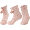 image:imageBambooMN Extra Thick Cozy Fuzzy Animal Thermal Cabin Plush Fleecelined Knitted Crew SocksColor 05 Peach Pink