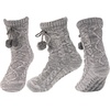 image:imageBambooMN Extra Thick Cozy Fuzzy Animal Thermal Cabin Plush Fleecelined Knitted Crew SocksColor 06 Light Grey