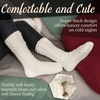 image:imageBambooMN Extra Thick Cozy Fuzzy Animal Thermal Cabin Plush Fleecelined Knitted Crew SocksThermal  White 1pr