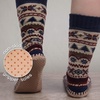 image:imageBambooMN Mens Cabin Double Layer Thick Soft Warm Fuzzy Comfy Home Socks 1 PairBlue Spruce
