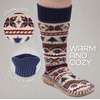 image:imageBambooMN Mens Cabin Double Layer Thick Soft Warm Fuzzy Comfy Home Socks 1 PairBlue Spruce