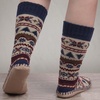 image:imageBambooMN Mens Cabin Double Layer Thick Soft Warm Fuzzy Comfy Home Socks 1 PairBlue Spruce