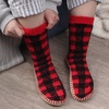image:imageBambooMN Mens Cabin Double Layer Thick Soft Warm Fuzzy Comfy Home Socks 1 PairBuffalo Plaid