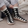 image:imageBambooMN Mens Cabin Double Layer Thick Soft Warm Fuzzy Comfy Home Socks 1 PairGingham Plaid