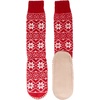 image:imageBambooMN Mens Cabin Double Layer Thick Soft Warm Fuzzy Comfy Home Socks 1 PairNordic Red