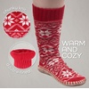 image:imageBambooMN Mens Cabin Double Layer Thick Soft Warm Fuzzy Comfy Home Socks 1 PairNordic Red