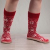 image:imageBambooMN Mens Cabin Double Layer Thick Soft Warm Fuzzy Comfy Home Socks 1 PairNordic Red