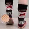 image:imageBambooMN Mens Cabin Double Layer Thick Soft Warm Fuzzy Comfy Home Socks 1 PairRed Reindeer