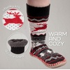 image:imageBambooMN Mens Cabin Double Layer Thick Soft Warm Fuzzy Comfy Home Socks 1 PairRed Reindeer