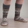 image:imageBambooMN Mens Cabin Double Layer Thick Soft Warm Fuzzy Comfy Home Socks 1 PairUltimate Grey
