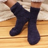 image:imageBambooMN Mens Featherlight Comfy Warm Fuzzy Socks  4 Pairs15  Navy