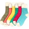 image:imageBambooMN Slipper Bed Socks Soft Fun Warm Fuzzy Plush Cozy Womens Fuzzy Featherlight Cuff Socks  6 Pair AssormentsFeatherlight Cuff 6c