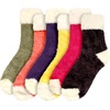 image:imageBambooMN Slipper Bed Socks Soft Fun Warm Fuzzy Plush Cozy Womens Fuzzy Featherlight Cuff Socks  6 Pair AssormentsFeatherlight Cuff 6d