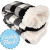 image:imageBambooMN Womens Classic Thick Winter Fleeced Thermal Cabin Crew Slipper Socks 1 Pair02 Black White
