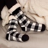 image:imageBambooMN Womens Classic Thick Winter Fleeced Thermal Cabin Crew Slipper Socks 1 Pair02 Black White