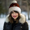 image:imageBambooMN Womens Classic Winter Fleeced Thermal Pom Pom Beanie Hat and Mittens SetRed  Black Plaid
