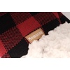 image:imageBambooMN Womens Classic Winter Fleeced Thermal Pom Pom Beanie Hat and Mittens SetRed  Black Plaid