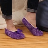 image:imageBambooMN Womens Heart amp Stripe Patterned NonSlip Lined Travel Home Slippers  2 PairsAssortment I Purple and Yellow