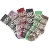 image:imageBambooMN Womens Slipper Socks  Thick Vintage Sweater Patterned Cabin Crew SocksGreen