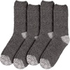 image:imageBambooMN Womens Soft Fuzzy Warm Cozy Striped Solid Socks  4 Pair Value PacksSolid Black Grey