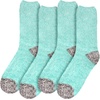 image:imageBambooMN Womens Soft Fuzzy Warm Cozy Striped Solid Socks  4 Pair Value PacksSolid Blue Grey