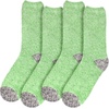 image:imageBambooMN Womens Soft Fuzzy Warm Cozy Striped Solid Socks  4 Pair Value PacksSolid Green Grey